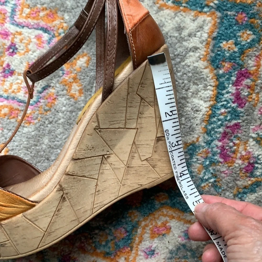 Azura Italy Faux Cork Wedge Platform Sandals 7